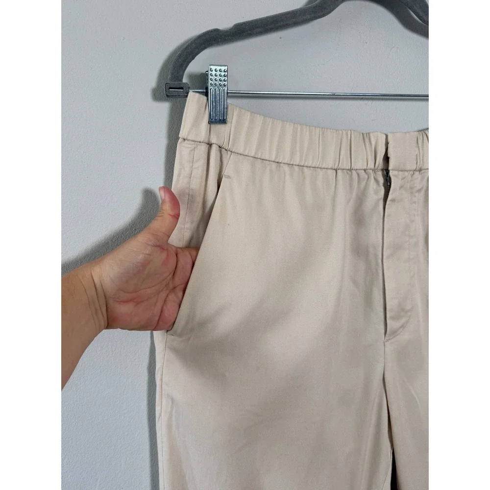 COS Trouser Pants Mens 34R Beige Elastic Waist Twill Casual Minimalist Modern